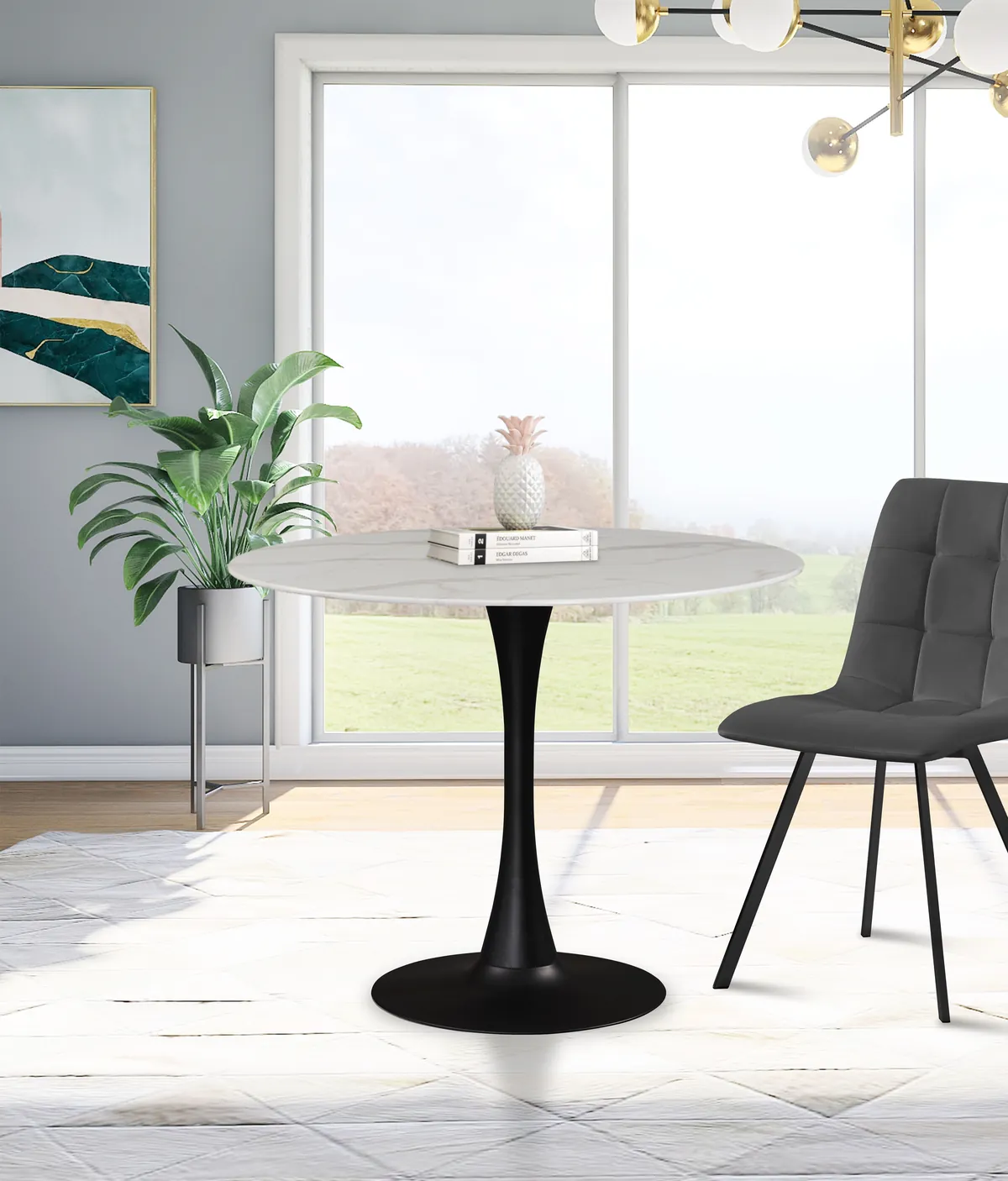 Tulip - 36" Dining Table - Black / White