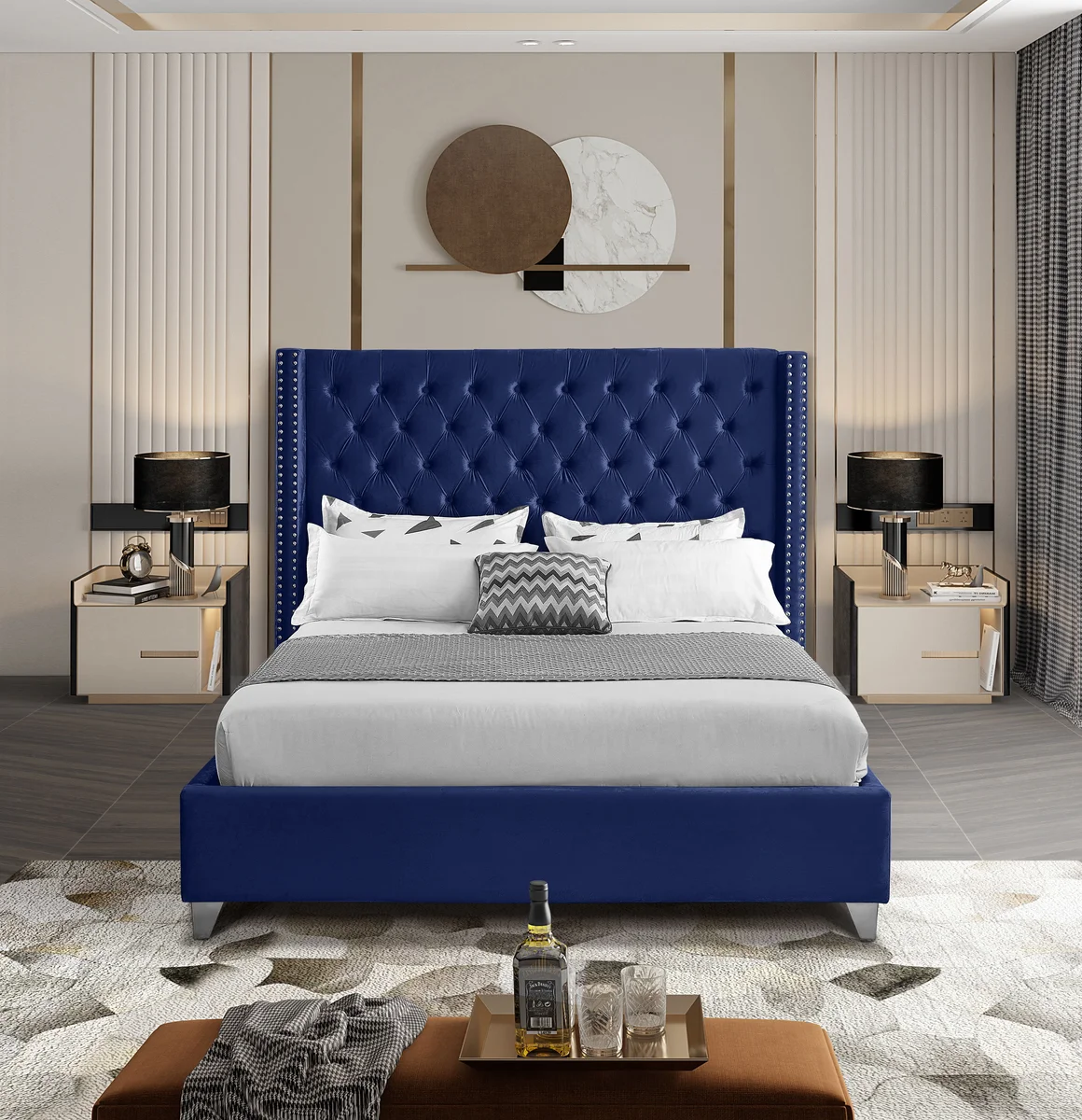Aiden - Queen Bed - Navy