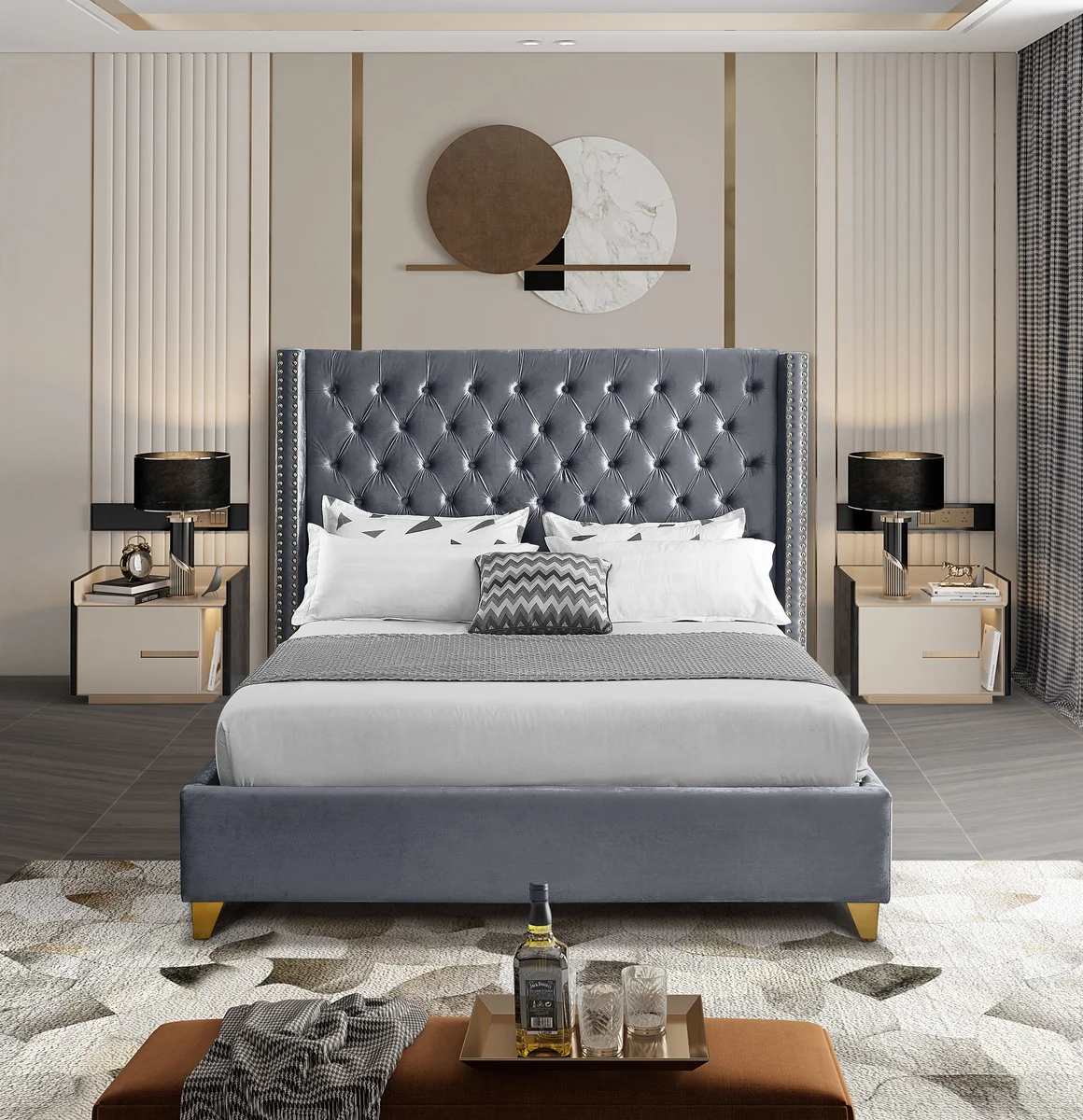 Barolo - Queen Bed - Gray