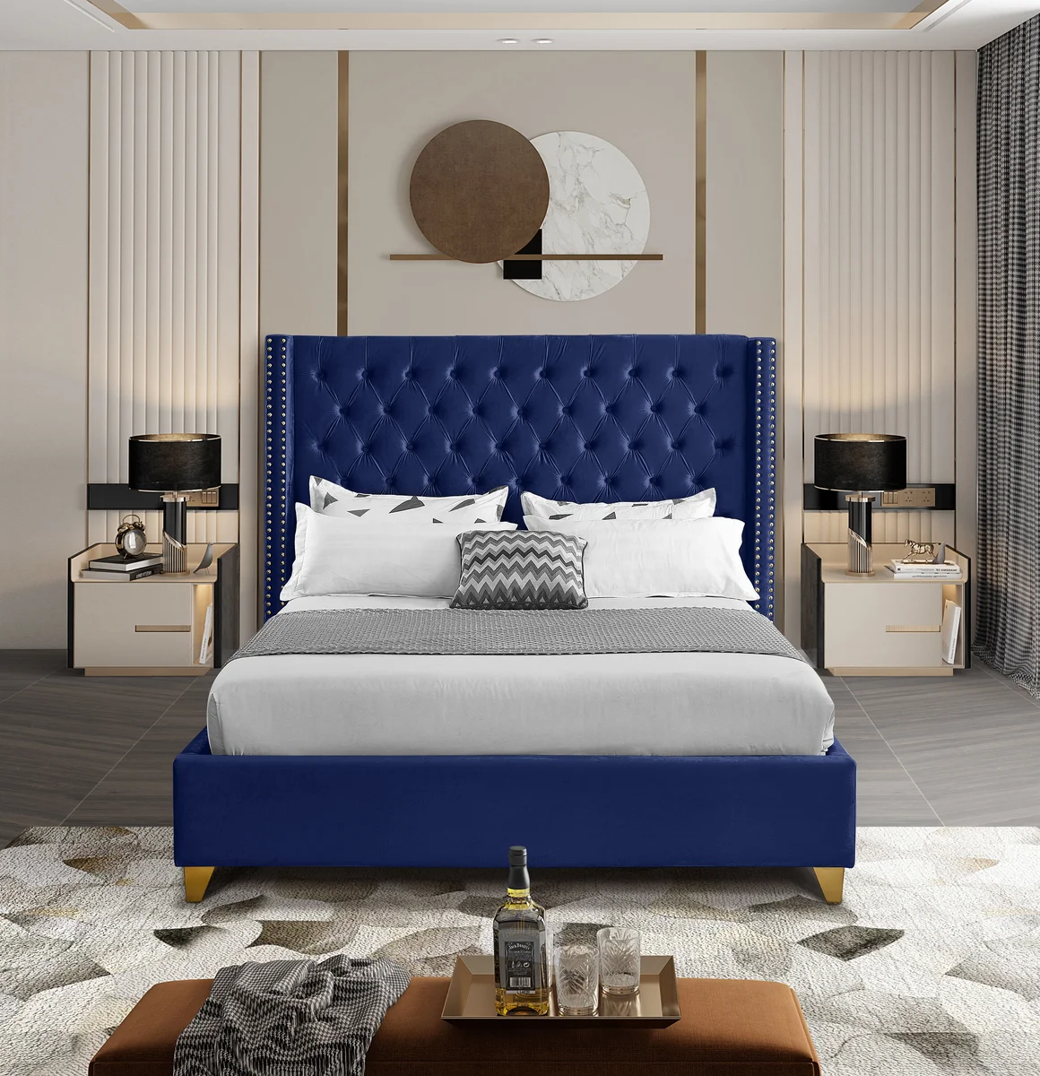 Barolo - Queen Bed - Navy