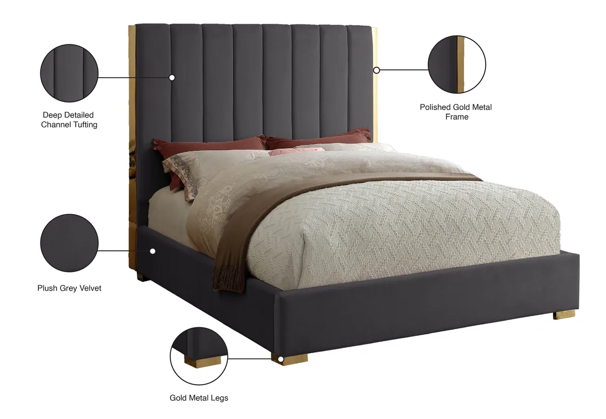 Becca - Queen Bed - Gray