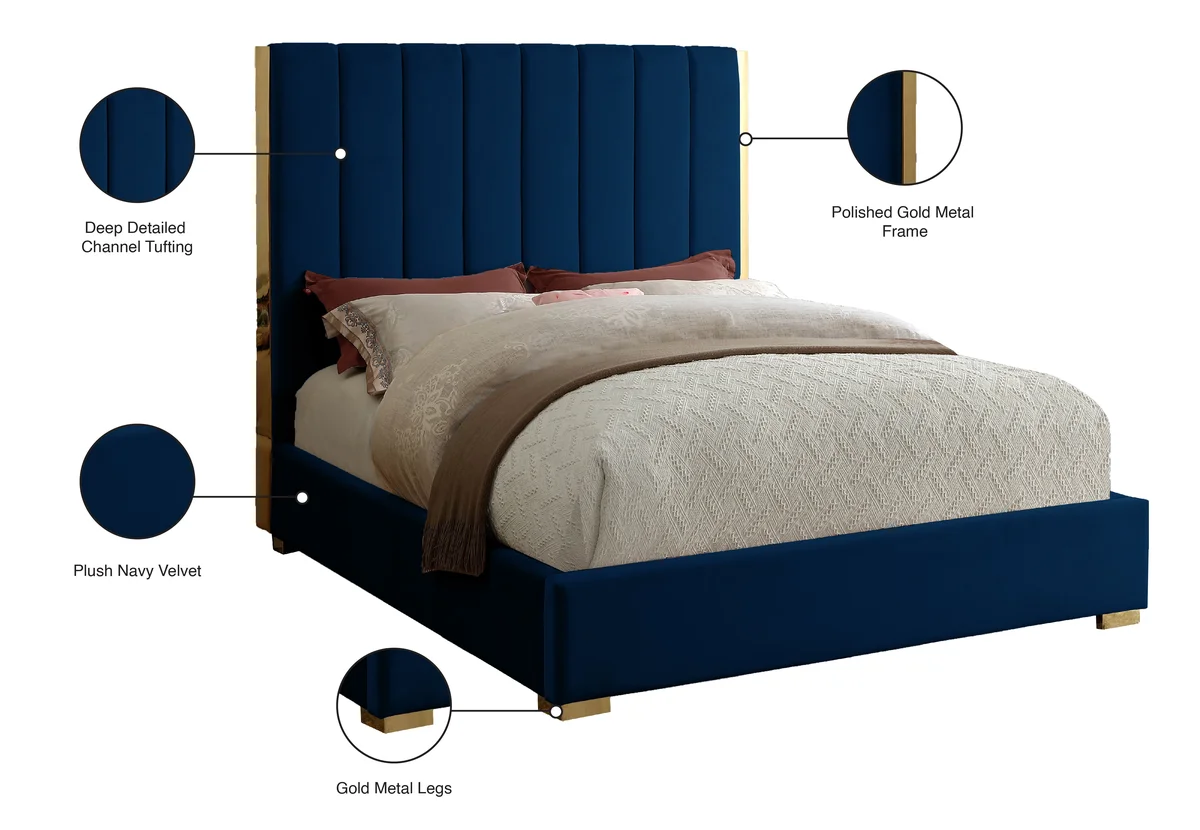 Becca - Queen Bed - Navy