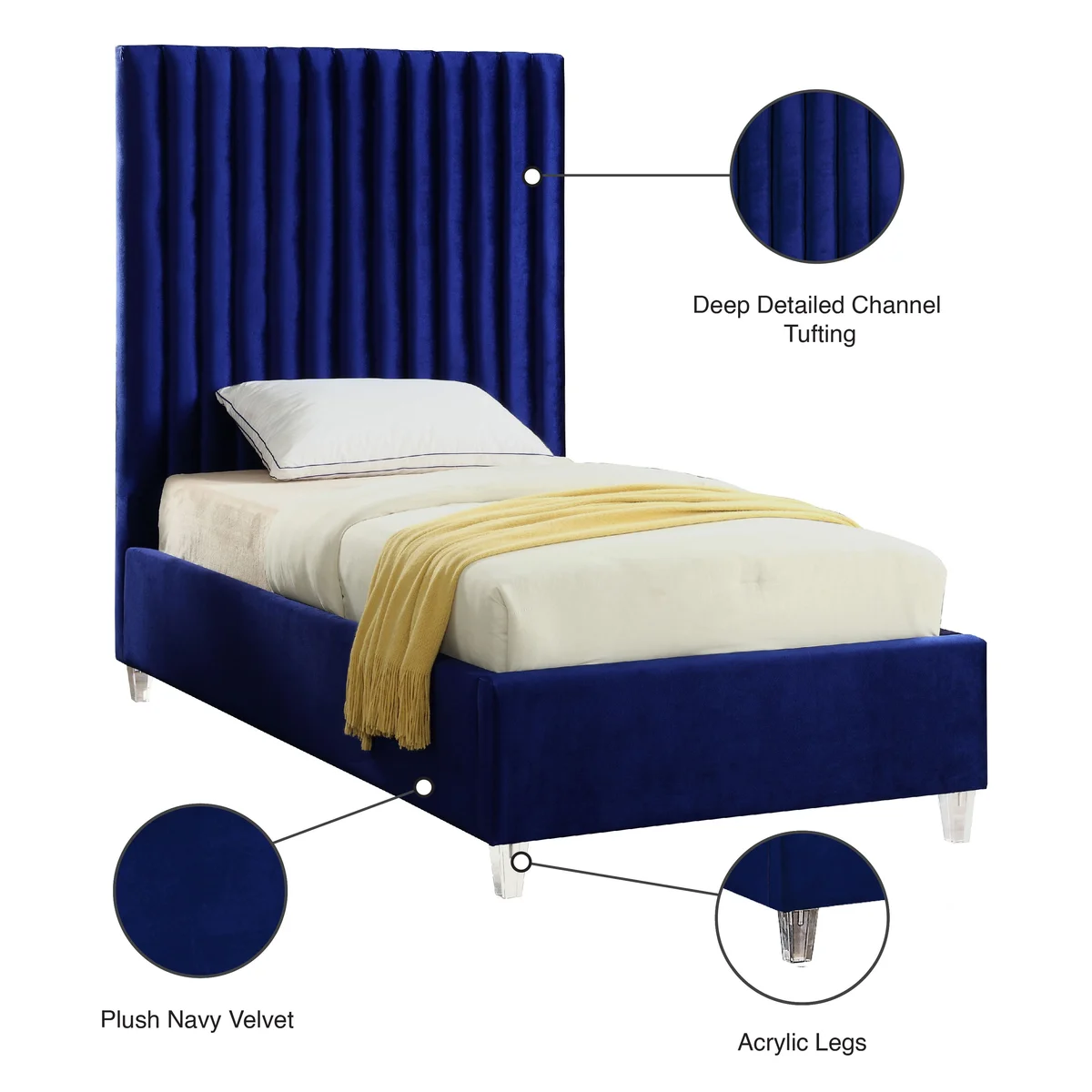Candace - Twin Bed - Navy