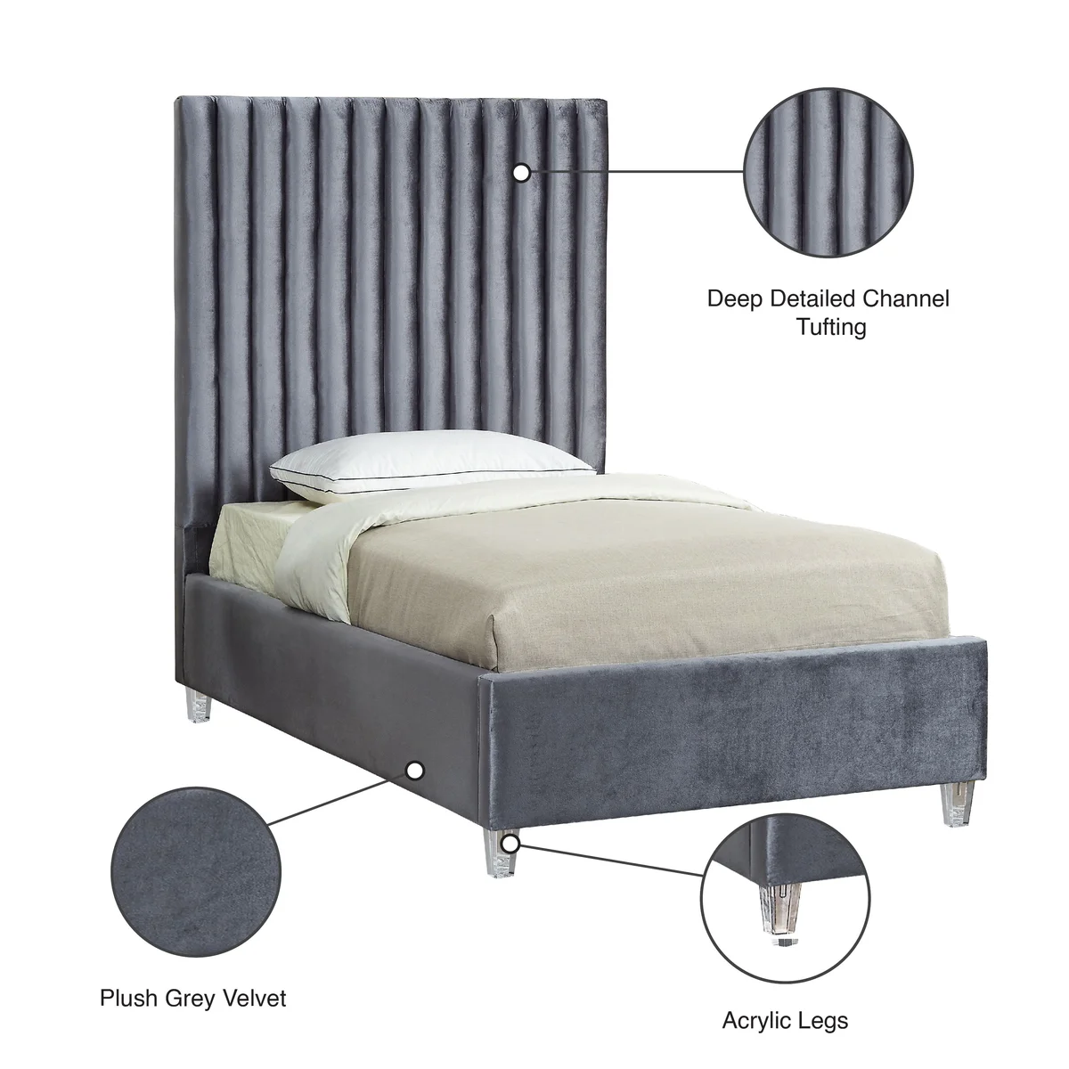 Candace - Twin Bed - Gray