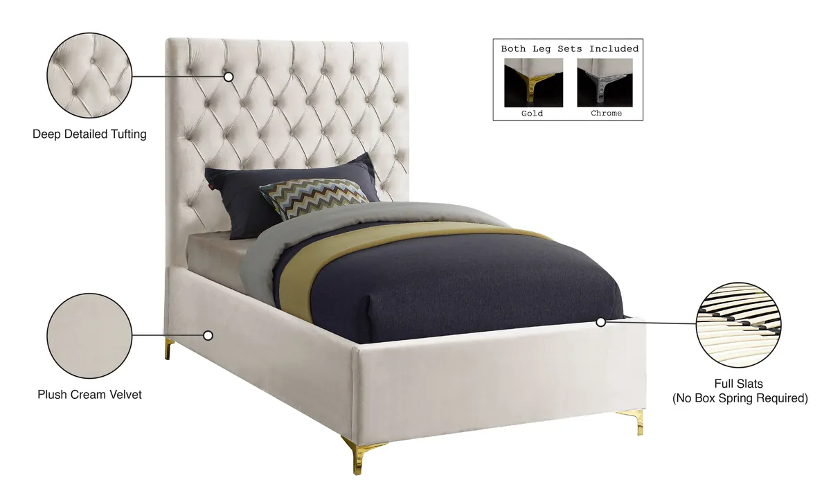 Cruz - Twin Bed - Cream
