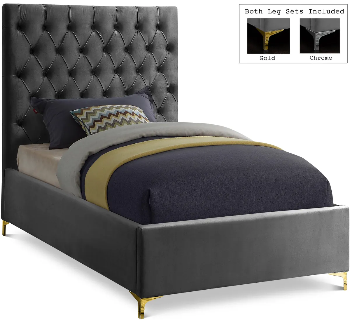 Cruz - Twin Bed - Gray