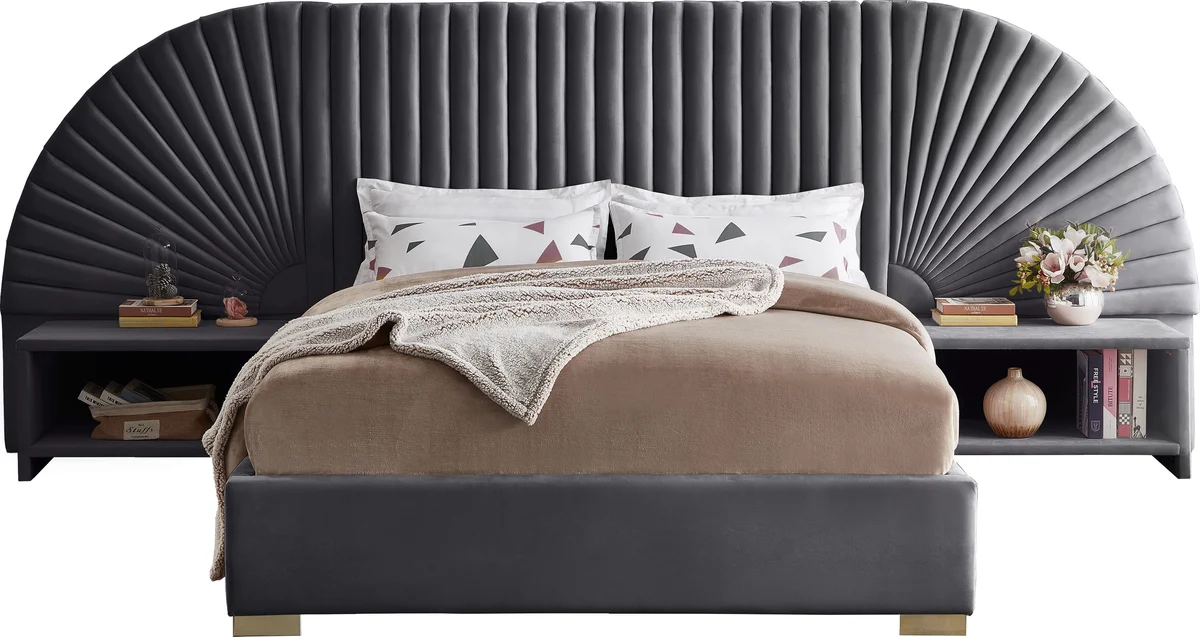 Cleo - King Bed - Gray