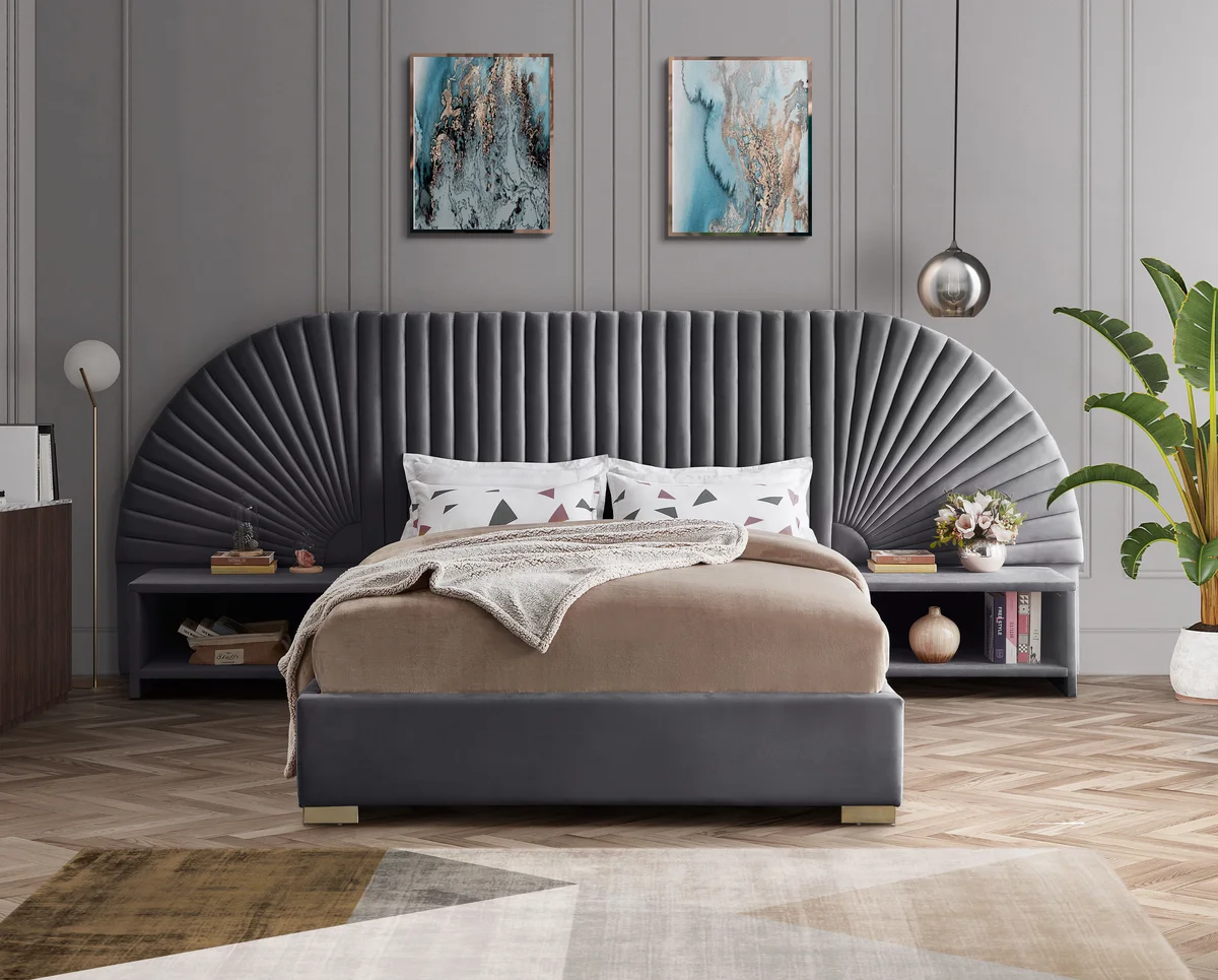 Cleo - King Bed - Gray
