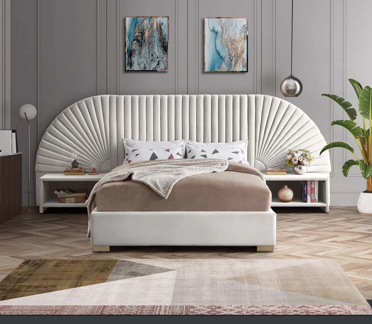 Cleo - King Bed - Cream