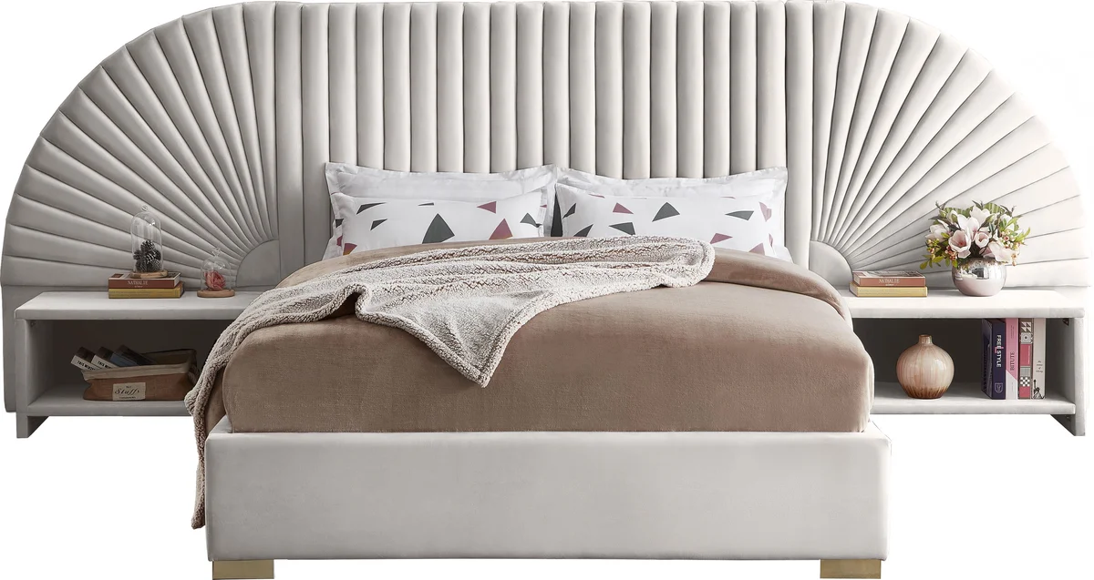 Cleo - King Bed - Cream
