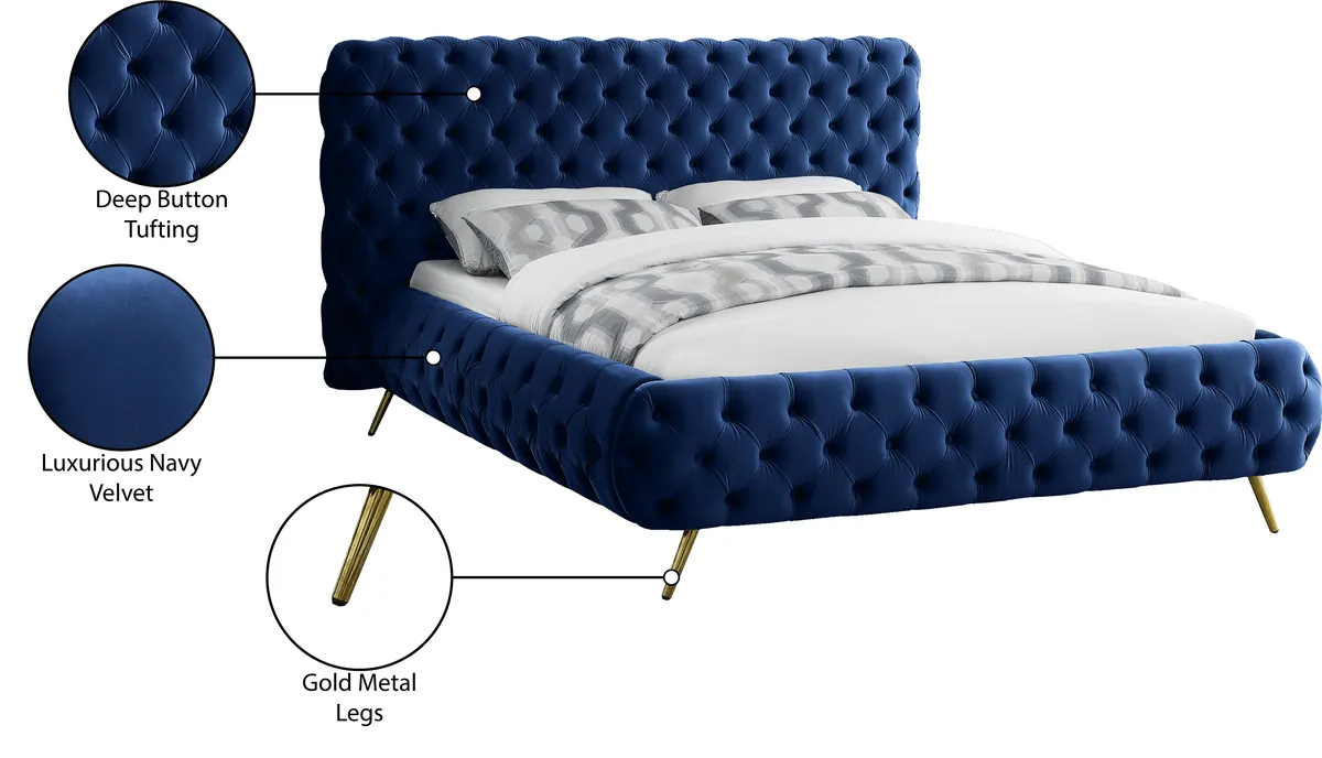 Delano - Queen Bed - Navy