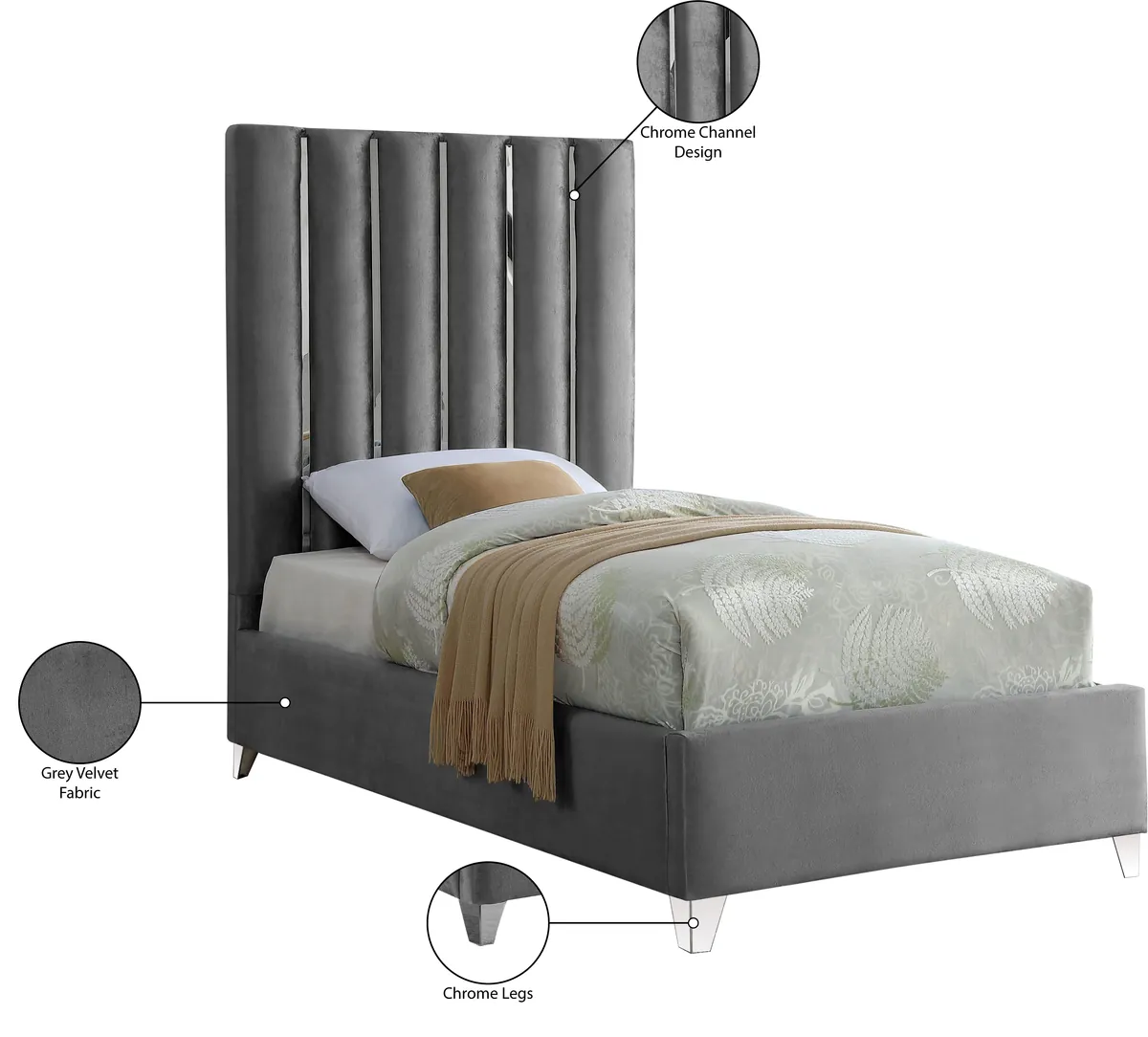 Enzo - Twin Bed - Gray