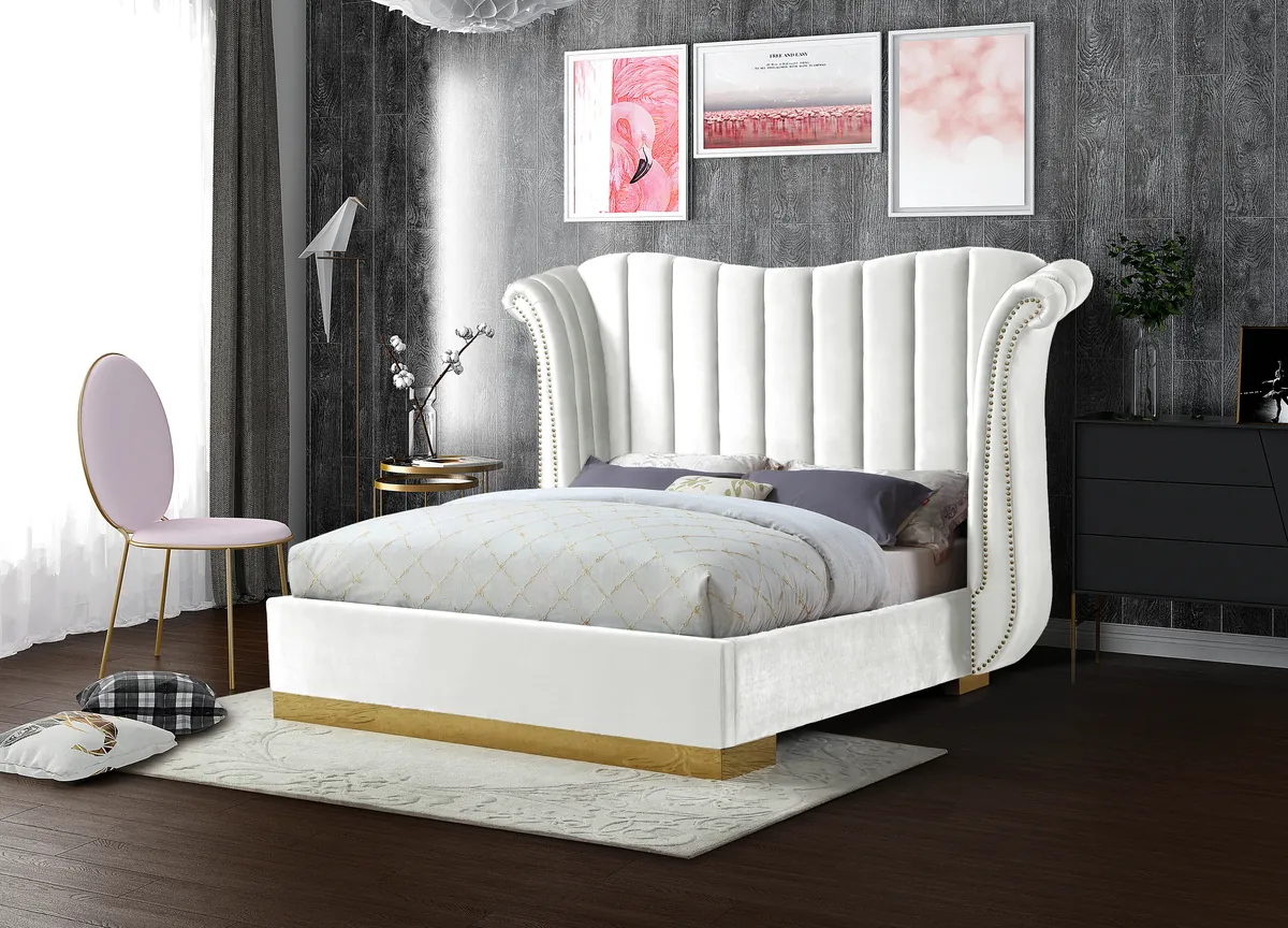 Flora - Queen Bed - White - View 2
