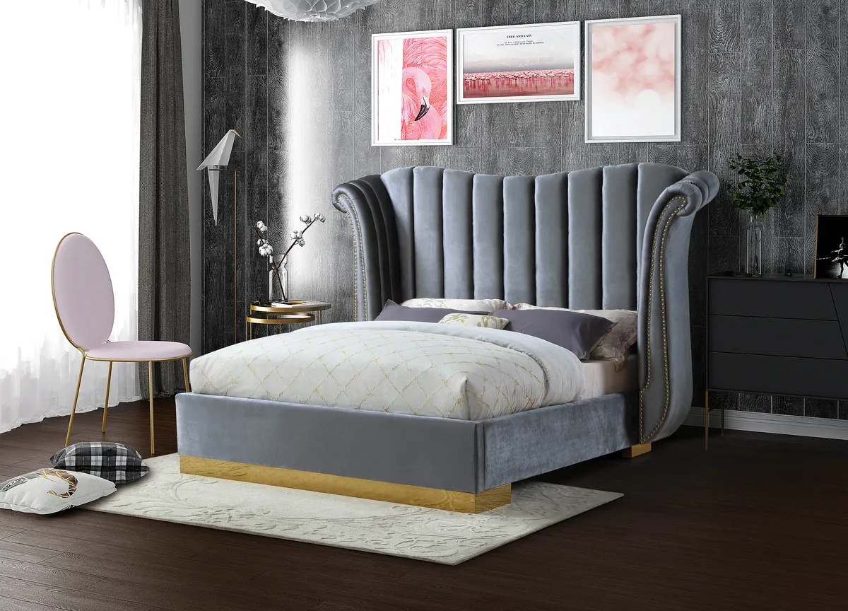 Flora - Queen Bed - Gray - View 2