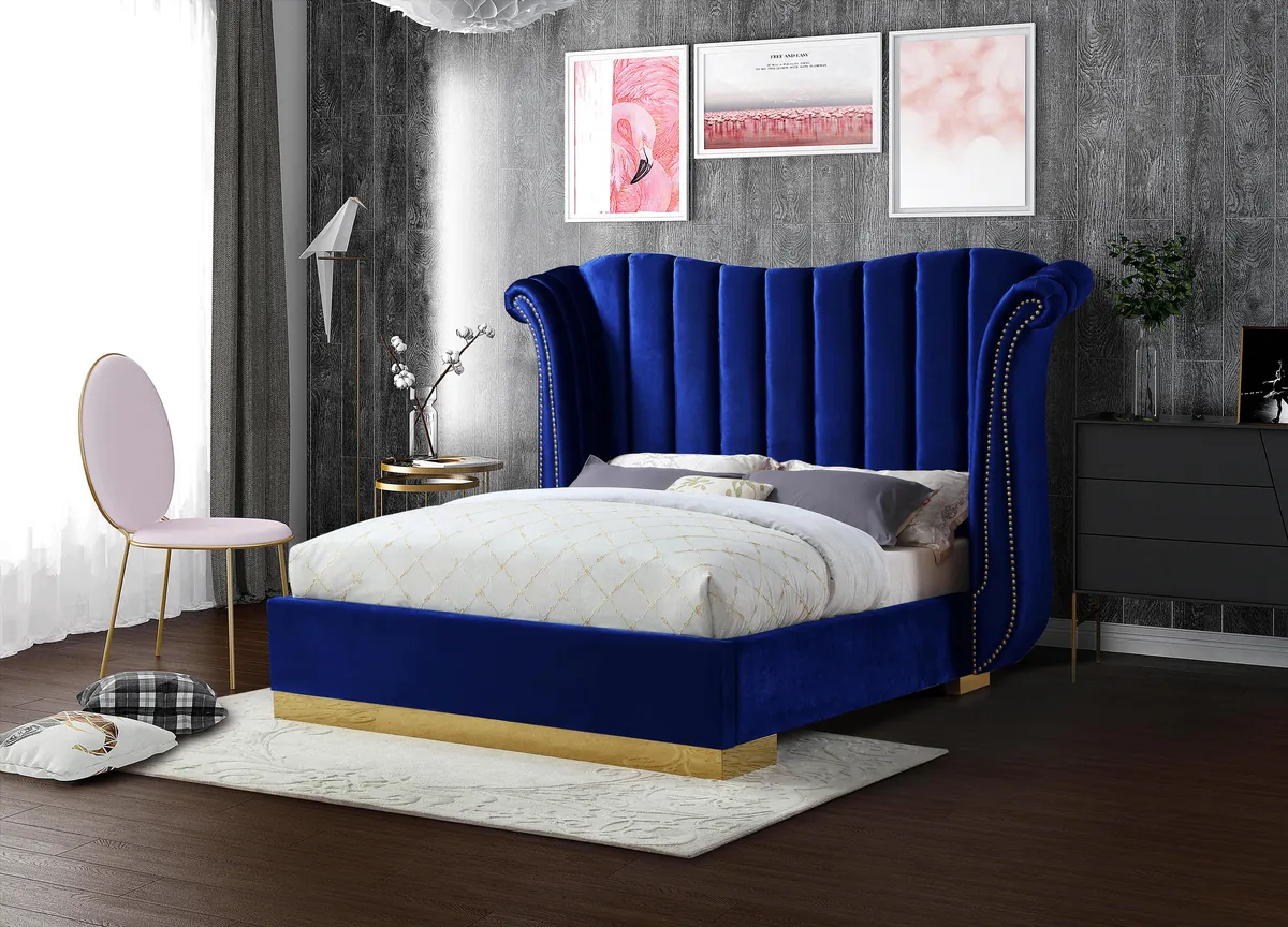 Flora - Queen Bed - Navy - View 2