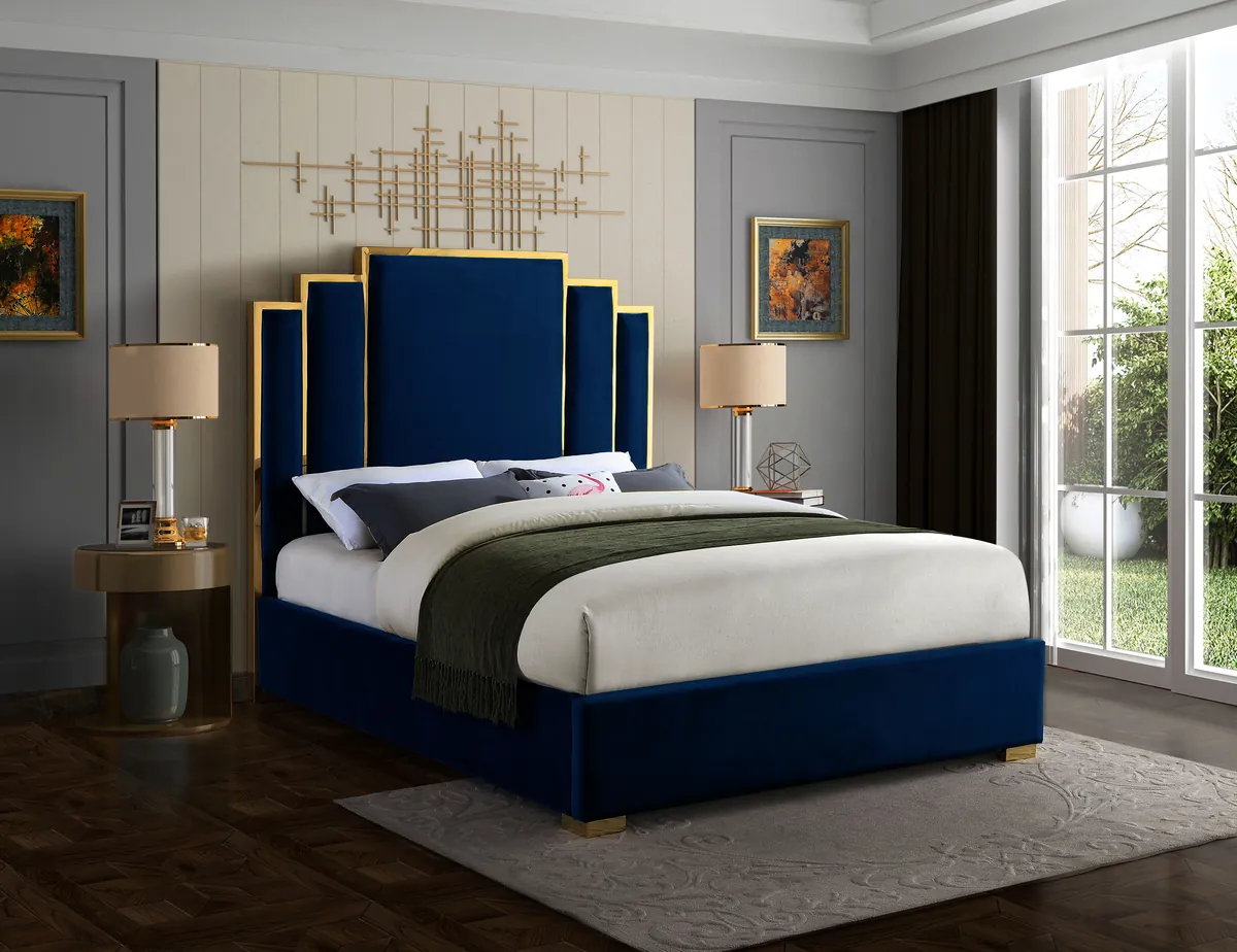 Hugo - Queen Bed - Navy - View 2