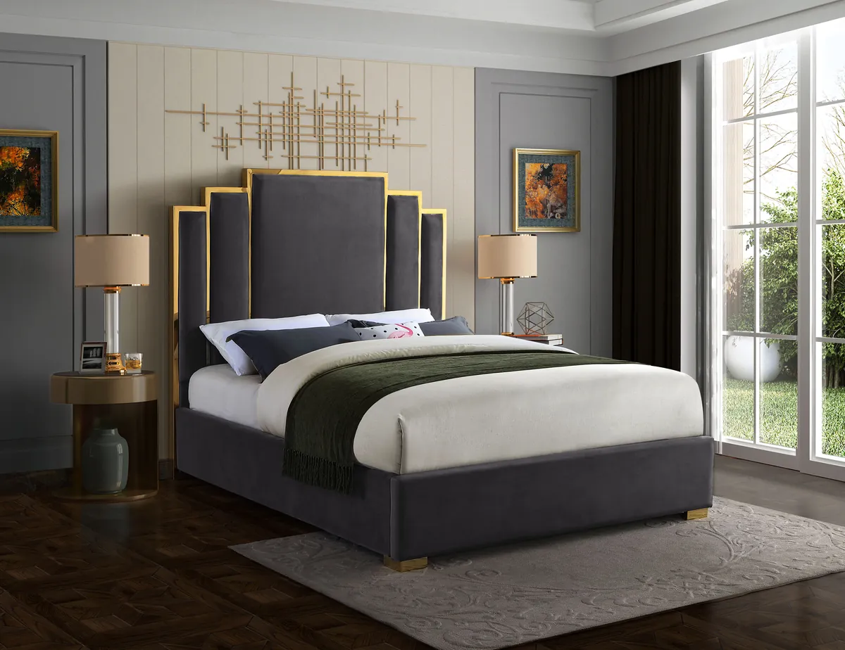 Hugo - Queen Bed - Gray - View 2