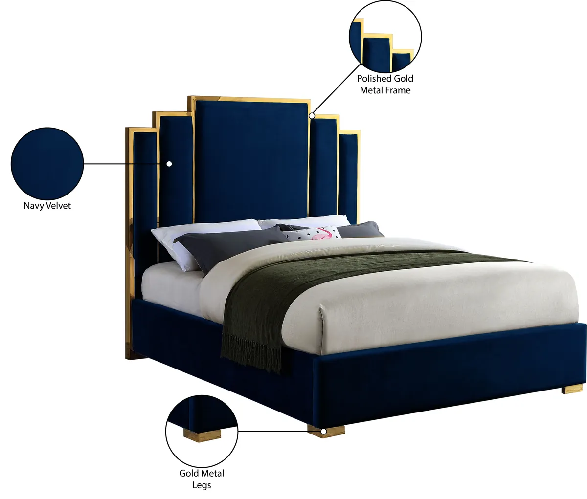 Hugo - King Bed - Navy
