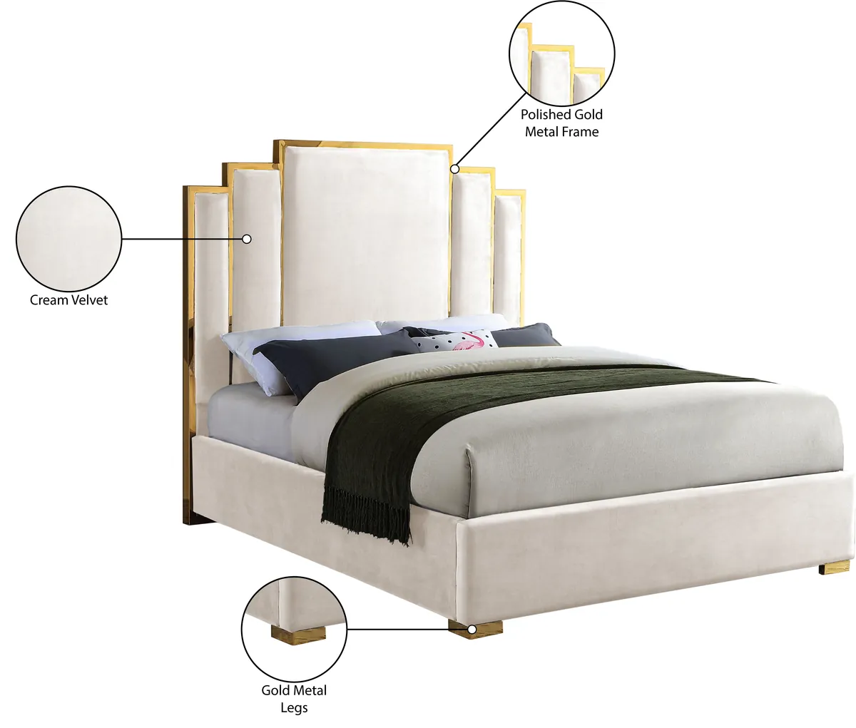 Hugo - King Bed - Cream