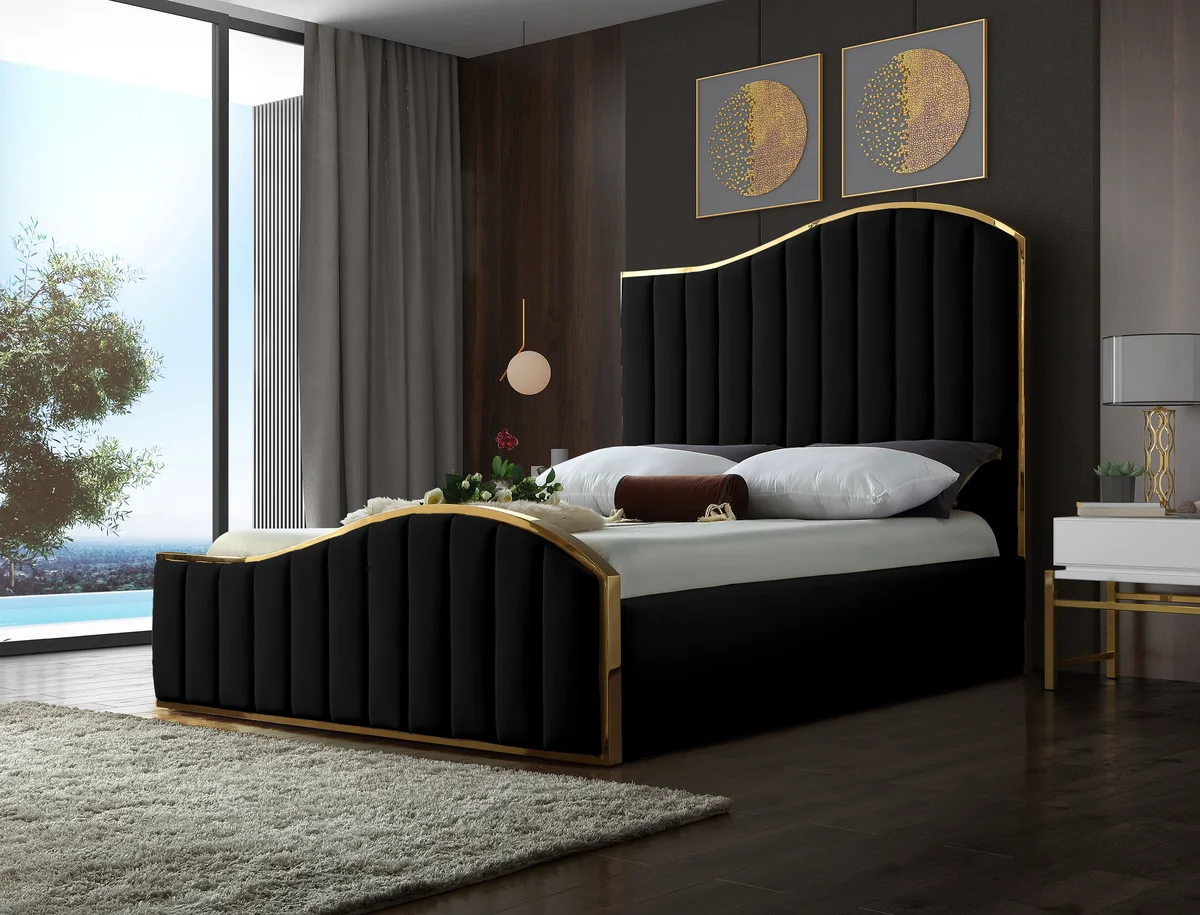 Jolie - Queen Bed - Black - View 2