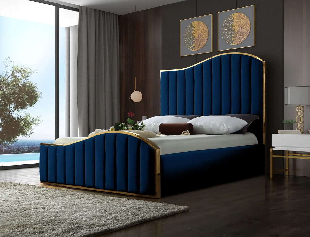 Jolie - Queen Bed - Navy - View 2
