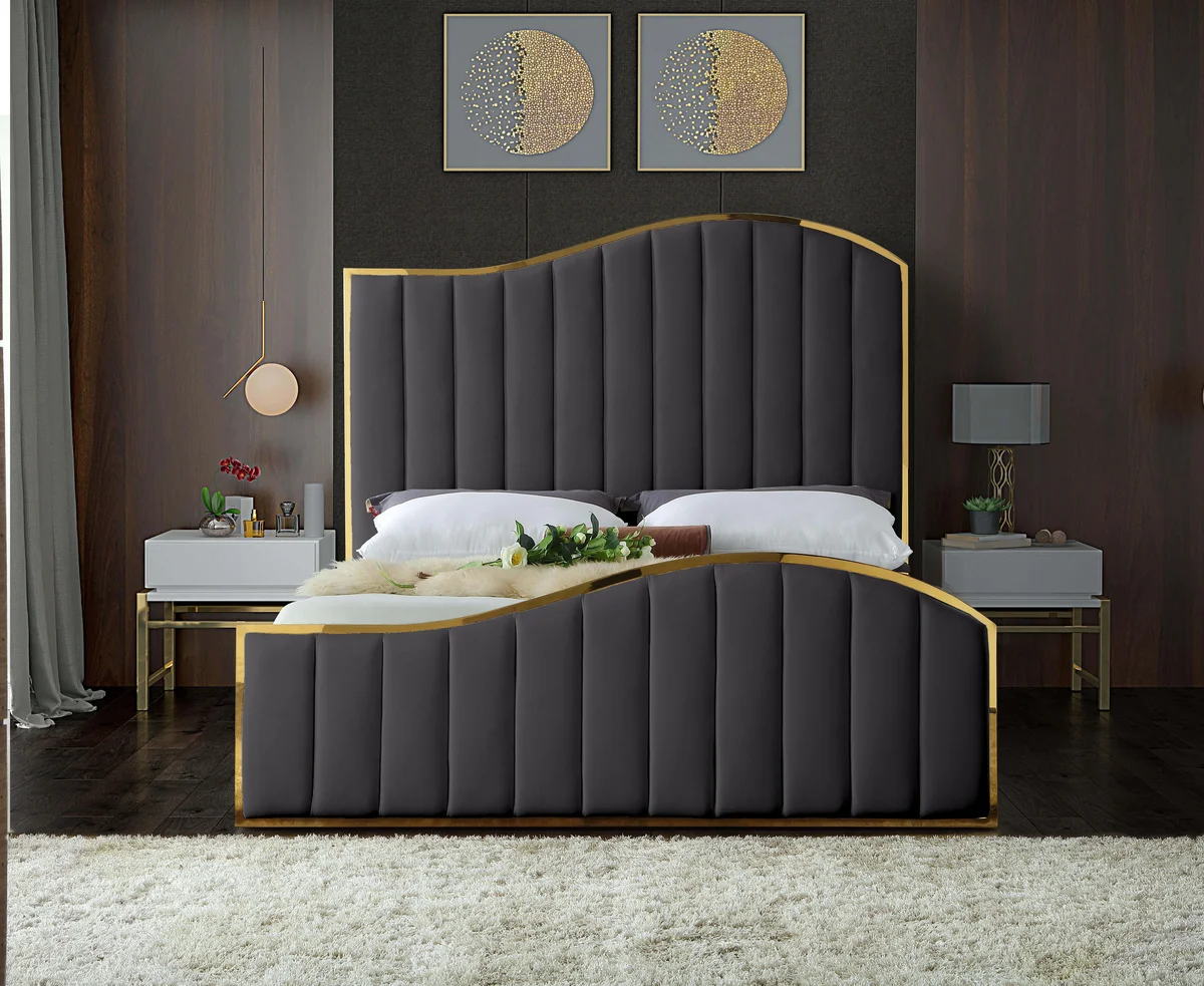Jolie - King Bed - Gray