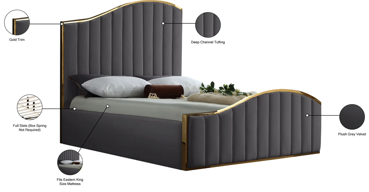 Jolie - King Bed - Gray