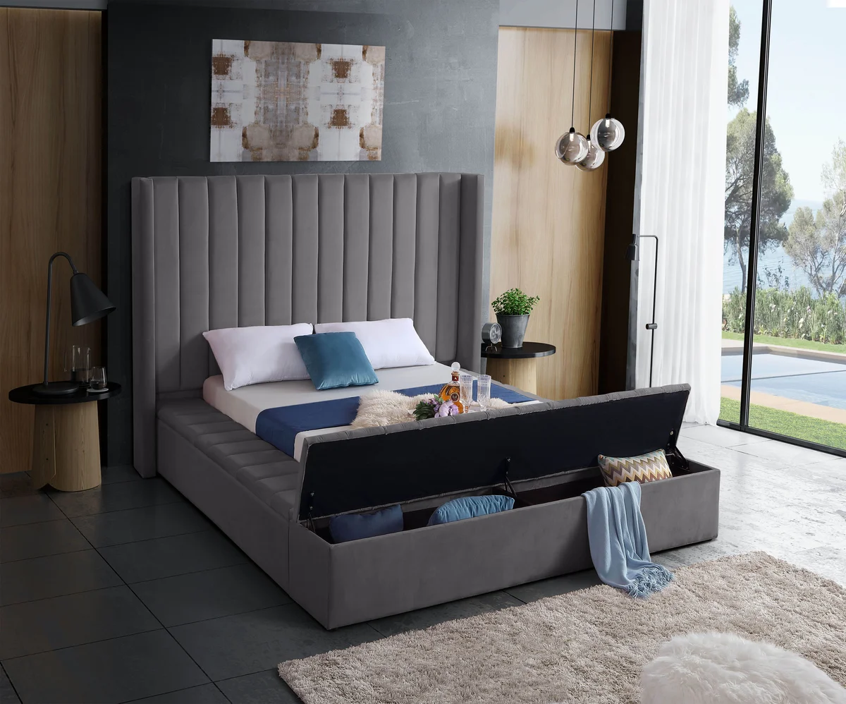 Kiki - King Bed - Gray