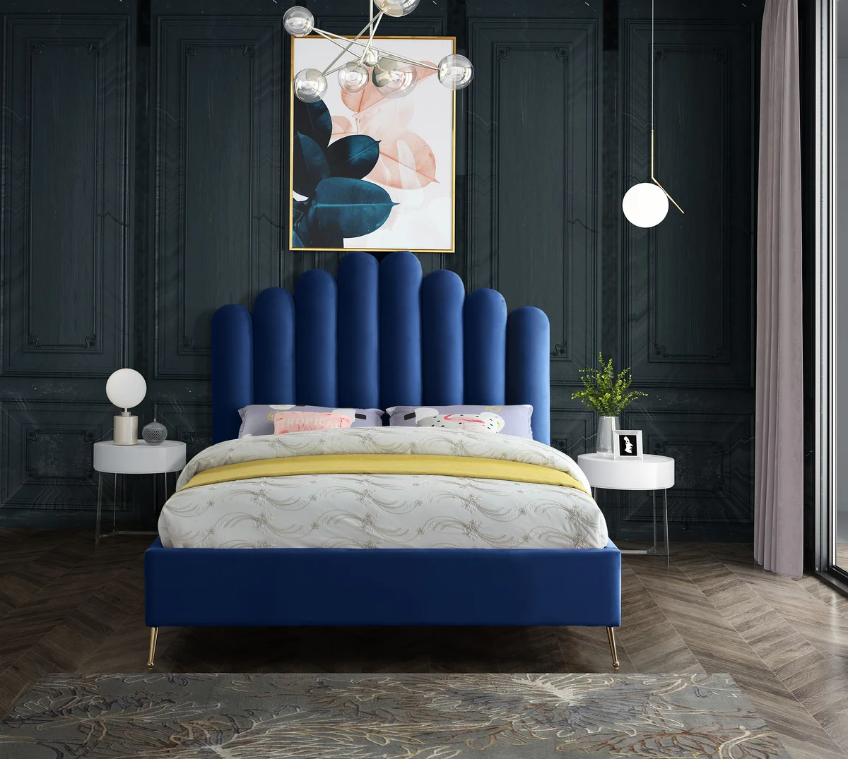 Lily - King Bed - Navy