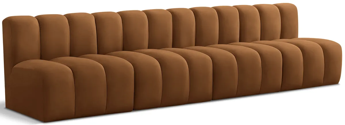 Arc - Velvet 4 Seats Modular Sofa - Saddle