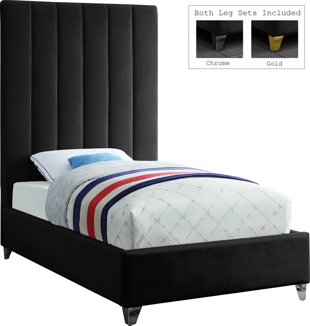 Via - Twin Bed - Black - View 2