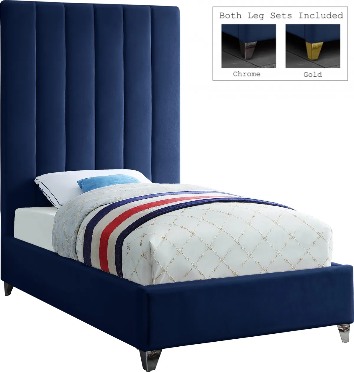 Via - Twin Bed - Navy - View 2