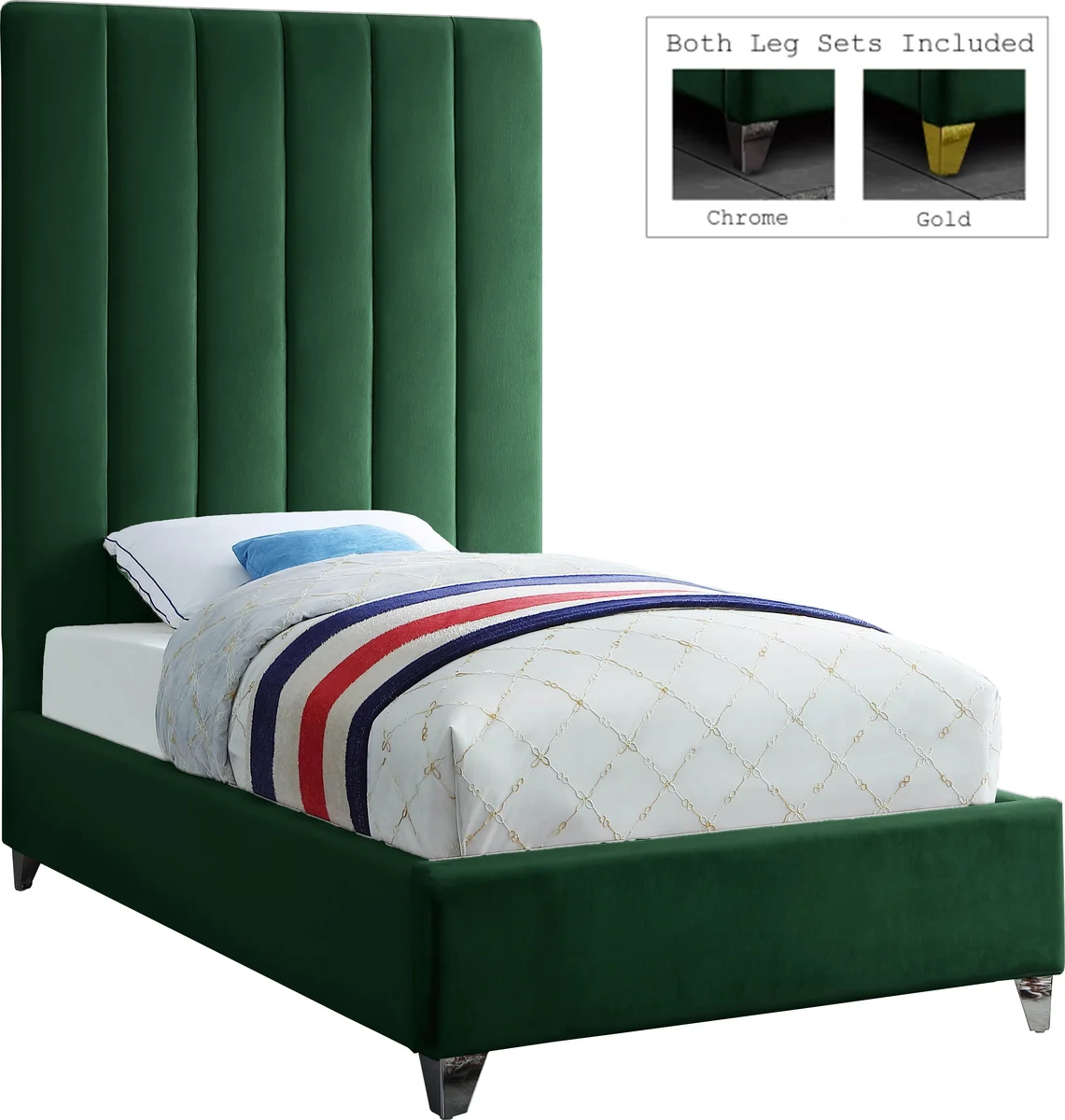 Via - Twin Bed - Green - View 2
