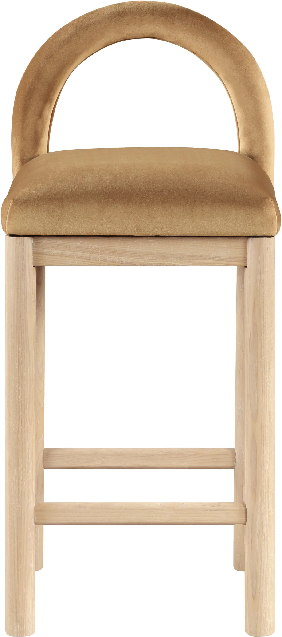 Conrad - Velvet Counter Stool With Natural Legs - Saddle - View 2