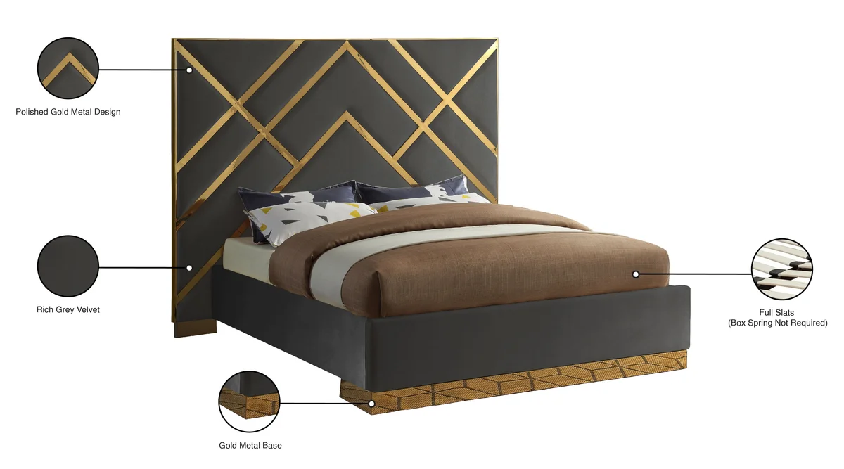 Vector - Queen Bed - Gray