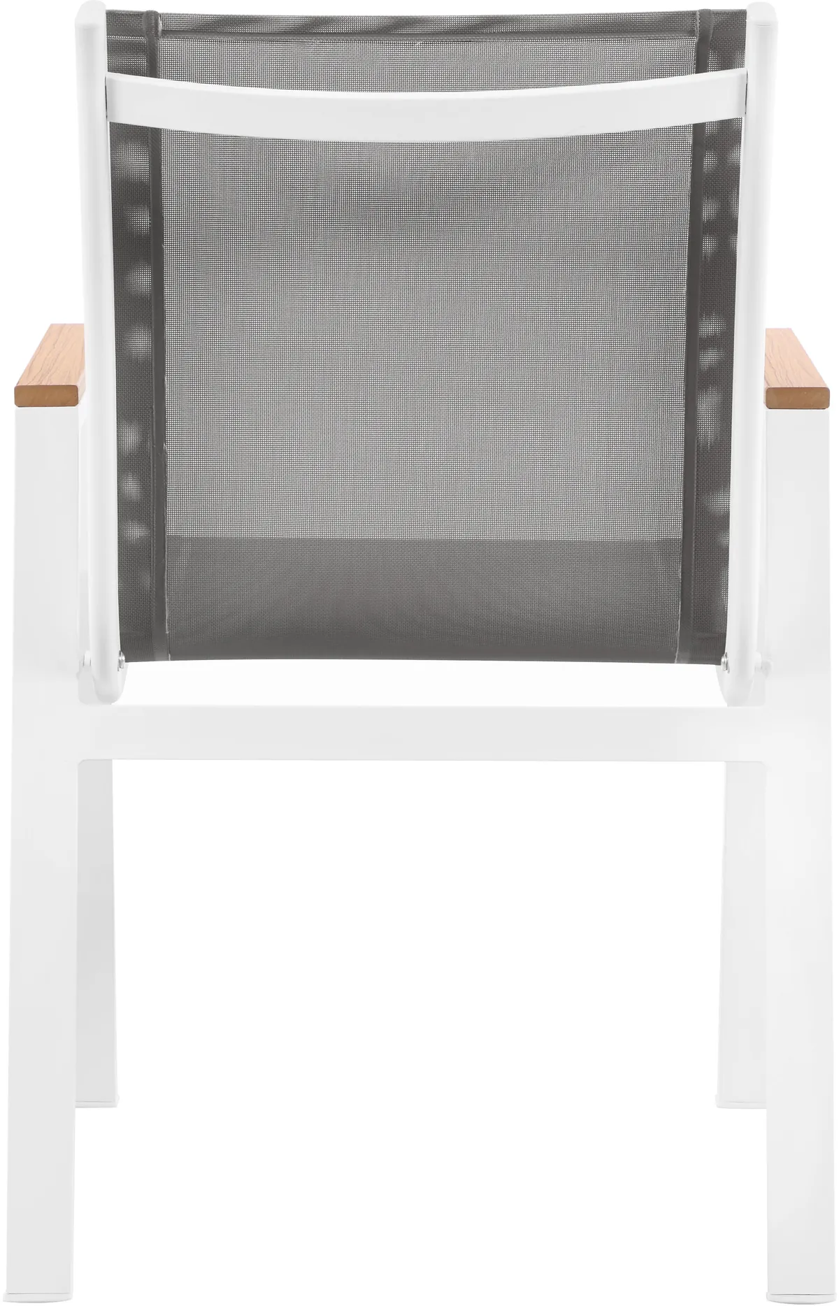 Nizuc - Outdoor Patio Dining Arm Chair With White Frame And Natural Arms (Set of 2) - Gray