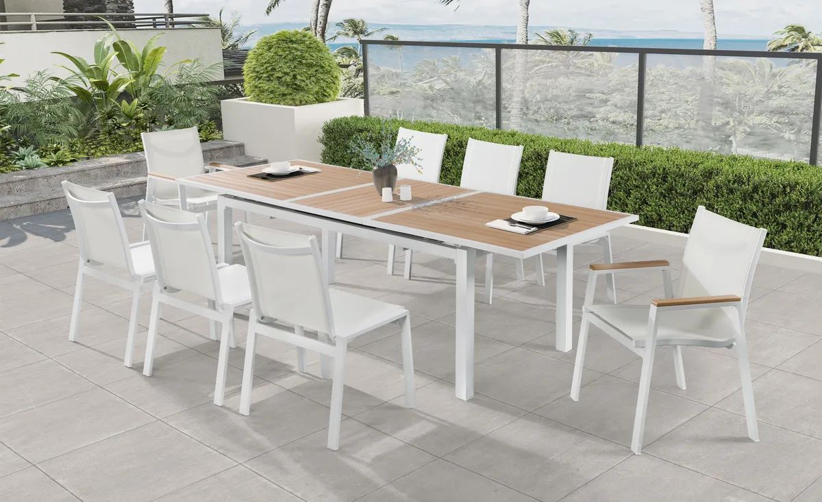 Nizuc - Outdoor Patio Extendable Dining Table - Brown - View 2
