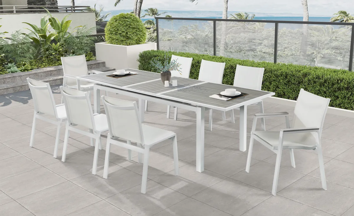 Nizuc - Outdoor Patio Extendable Dining Table - Light Gray - View 2