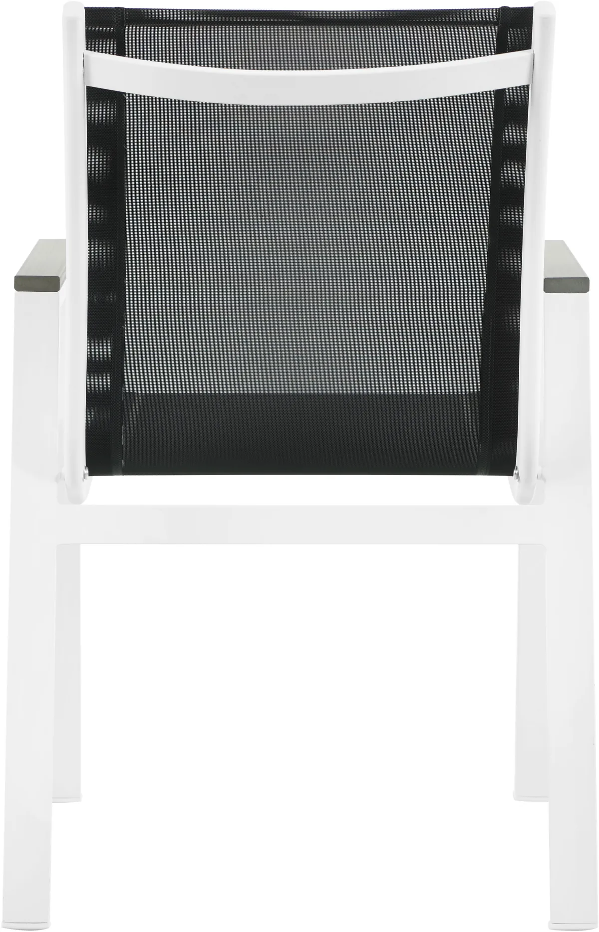 Nizuc - Outdoor Patio Dining Arm Chair With White Frame And Gray Arms (Set of 2) - Black