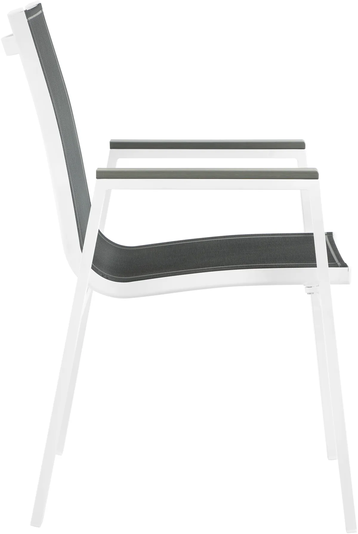 Nizuc - Outdoor Patio Dining Arm Chair With White Frame And Gray Arms (Set of 2) - Black