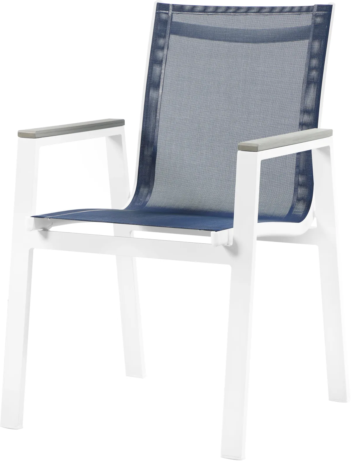 Nizuc - Outdoor Patio Dining Arm Chair With White Frame And Gray Arms (Set of 2) - Navy