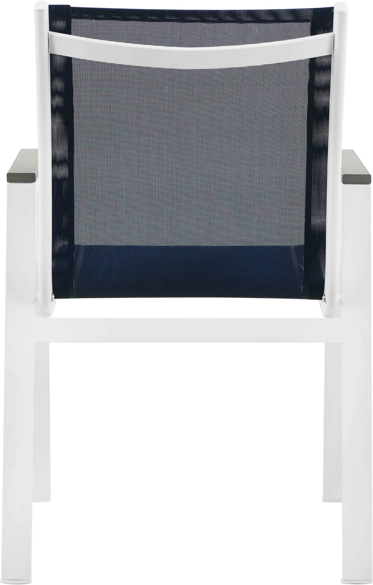 Nizuc - Outdoor Patio Dining Arm Chair With White Frame And Gray Arms (Set of 2) - Navy