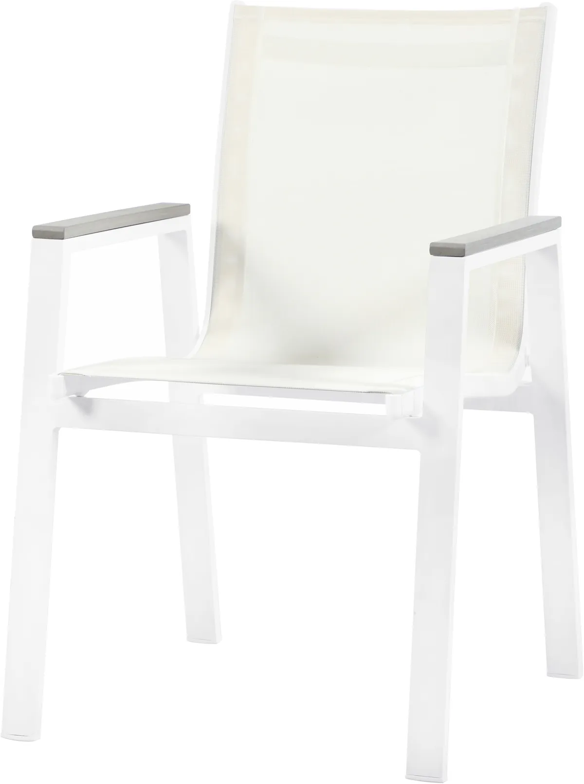 Nizuc - Outdoor Patio Dining Arm Chair With White Frame And Gray Arms (Set of 2) - White