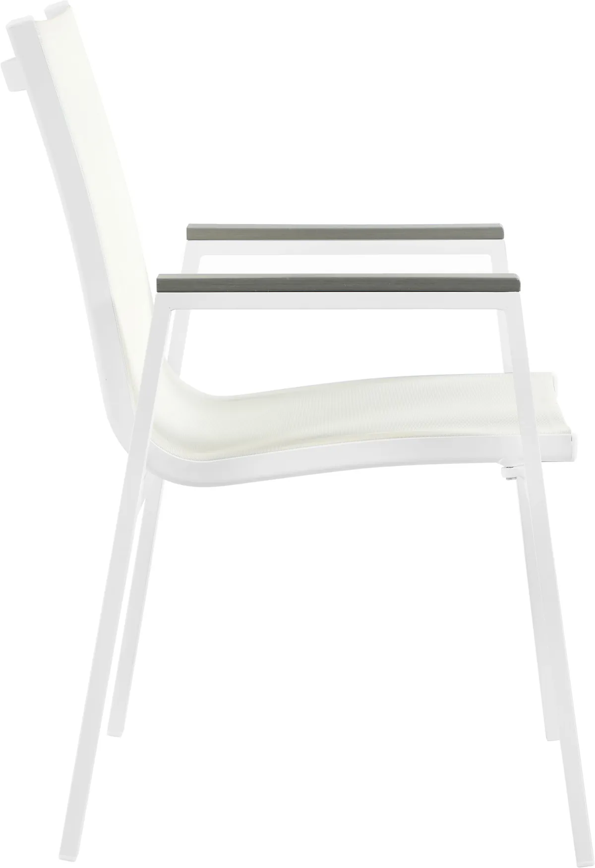 Nizuc - Outdoor Patio Dining Arm Chair With White Frame And Gray Arms (Set of 2) - White
