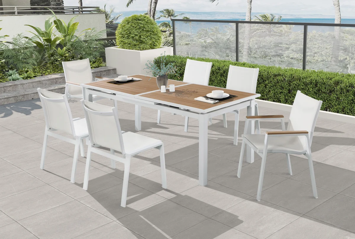 Nizuc - Outdoor Patio Dining Chair With White Frame (Set of 2) - White - View 2