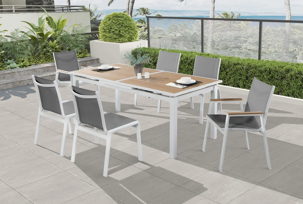 Nizuc - Outdoor Patio Dining Chair With White Frame (Set of 2) - Gray - View 2