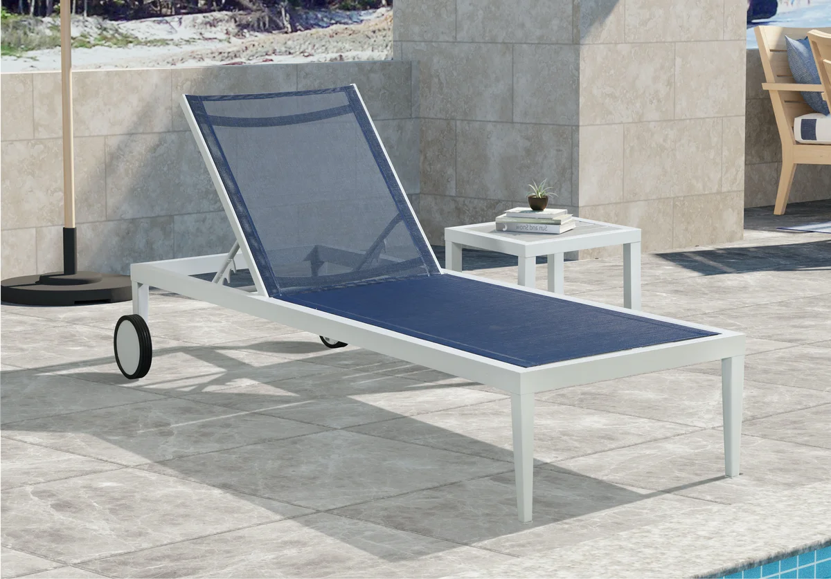 Nizuc - Outdoor Patio Chaise Lounge Chair - Navy - View 2