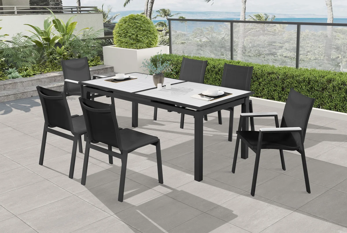 Nizuc - Outdoor Patio Dining Arm Chair With Gray Frame (Set of 2) - Black - View 2