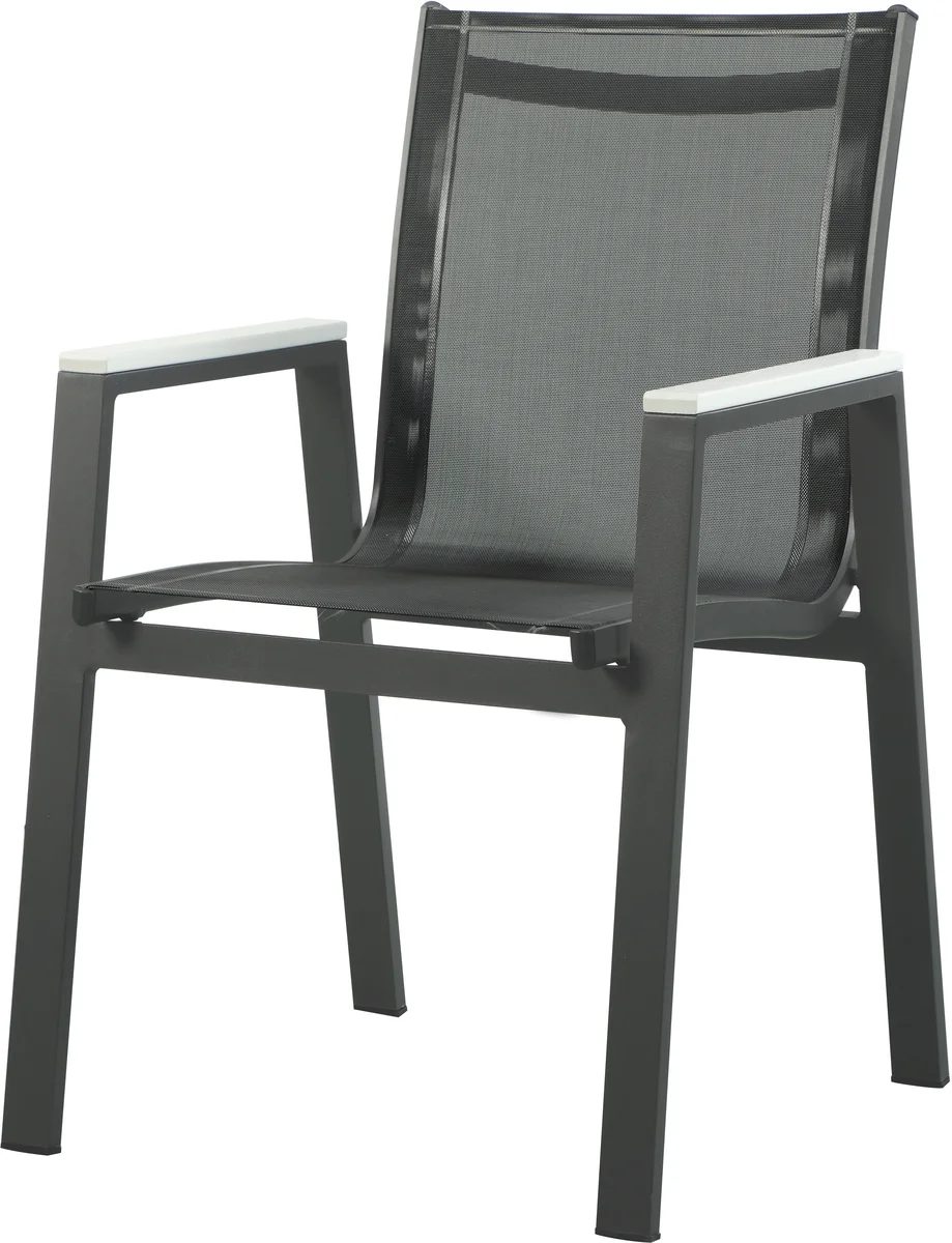 Nizuc - Outdoor Patio Dining Arm Chair With Gray Frame (Set of 2) - Black