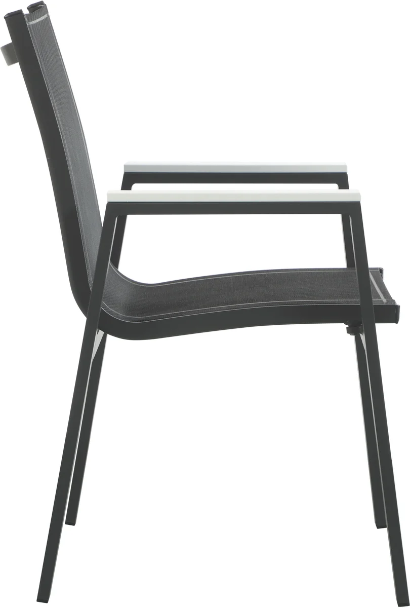Nizuc - Outdoor Patio Dining Arm Chair With Gray Frame (Set of 2) - Black